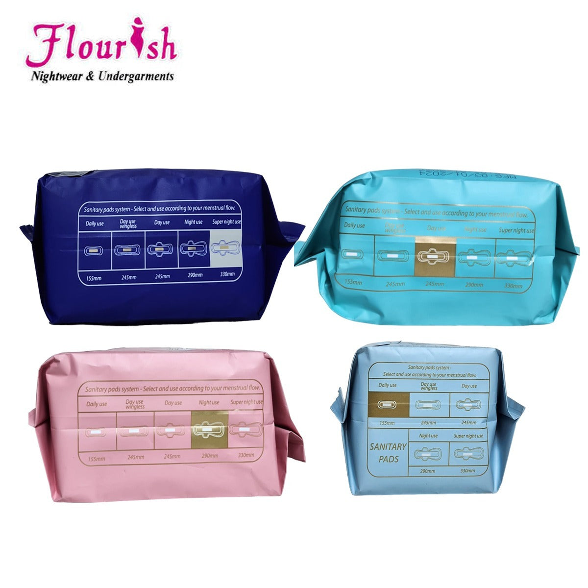 FLOURISH 155mm WINGLESS DAILY USE SANITARY PADS FOR GIRLS & WOMEN 20 PCS