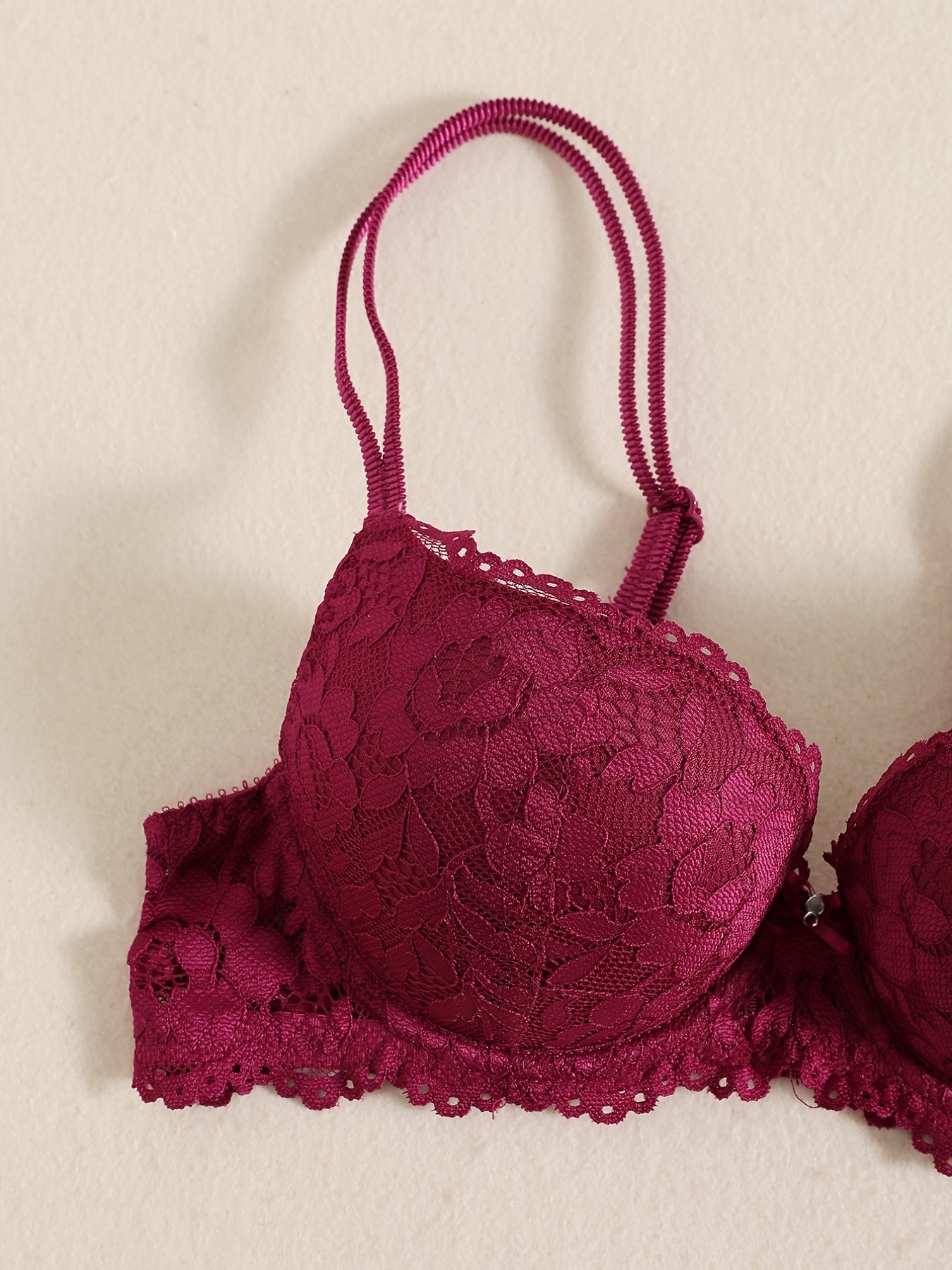 Flourish Cute Lace Embroidered Back Closure Double Push Up Bridal Bra & Panty Set 8855