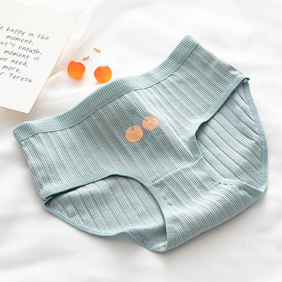 Pack Of 5 Pure Cotton Seamless Girls' Briefs Color Block Cheery Print Briefs, Cute Comfy Breathable Stretchy Underwear For Girls And Women's CS06