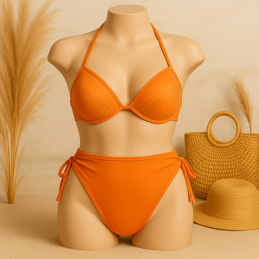 Flourish Buy 1 Get 1 Free Padded Sexy Plunge Tie Triangle Halter Bikini Set