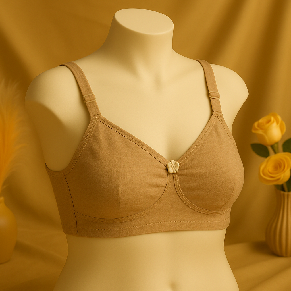 Flourish IMAGE-B High Quality Non Padded 2 in 1 Cotton And invisible Straps Soft Pure Comfortable Cotton Full Coverge Non Padded T shirt Bra