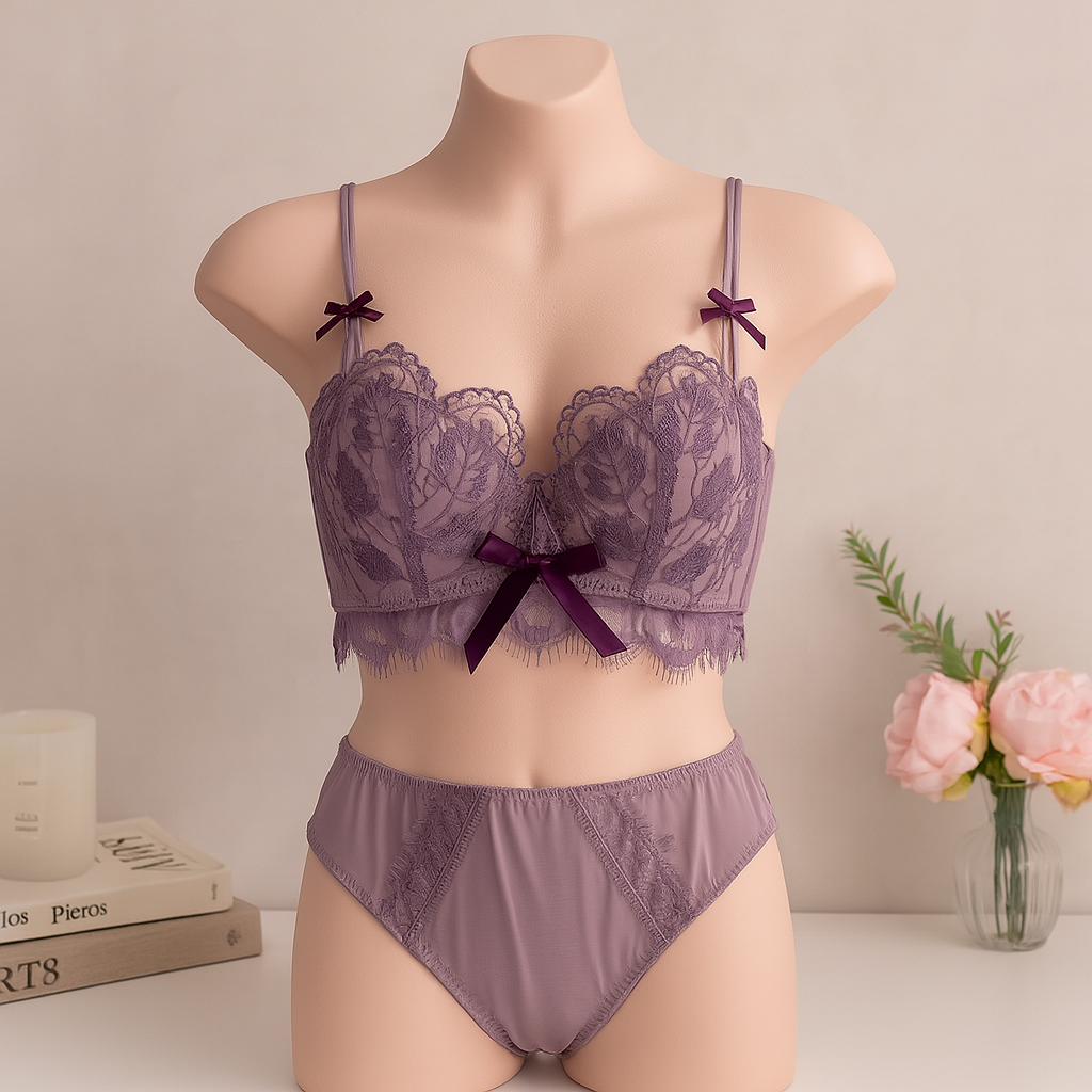 New High Quality Soft Push Up Embroidered Bridal Bra and Panty Set 8942