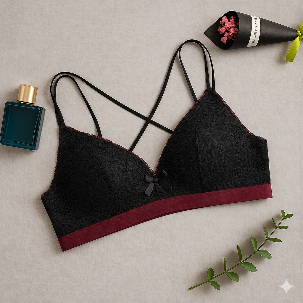 Padded Lace Bralette – Comfortable Non-Wired Light Padded Bra 0004