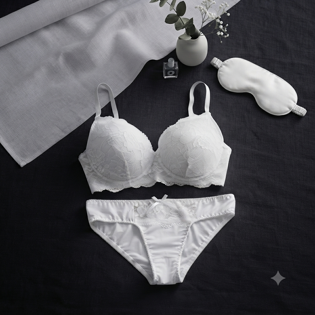 New Women's Lace Padded Bra & Panty Set β Soft Comfortable Lingerie | White