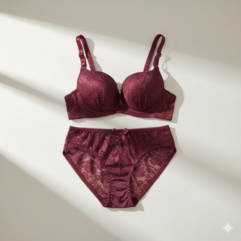 Flourish Lace Padded Bra & Panty Set β Elegant Floral Design with Underwire Support 715