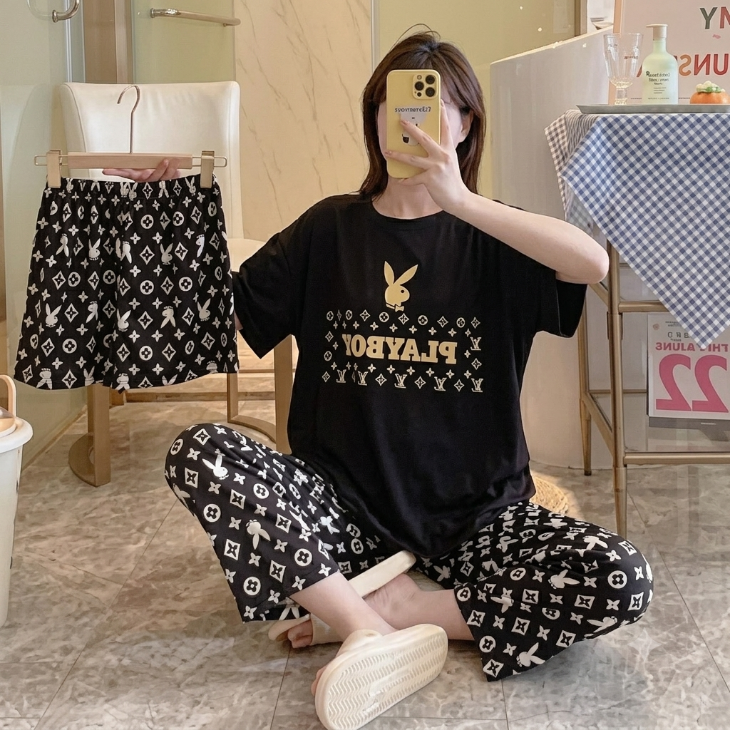 Playboy Monogram Premium Lounge Set – Ultra-Soft 3-Piece Nightwear