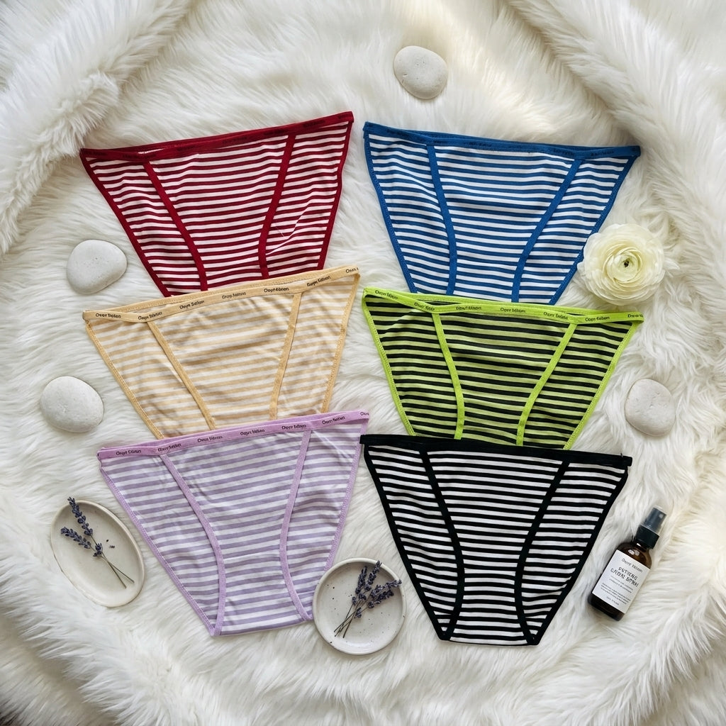 Pack of 3 Women’s Cotton Striped Briefs – Soft & Breathable Everyday Panties -2357