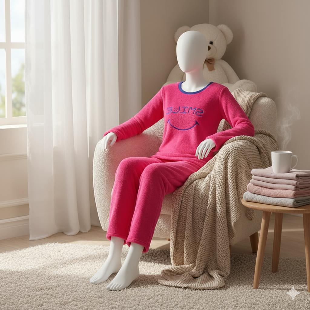 Flourish Fleece Winter Pajama Set – Hot Pink Smile Edition