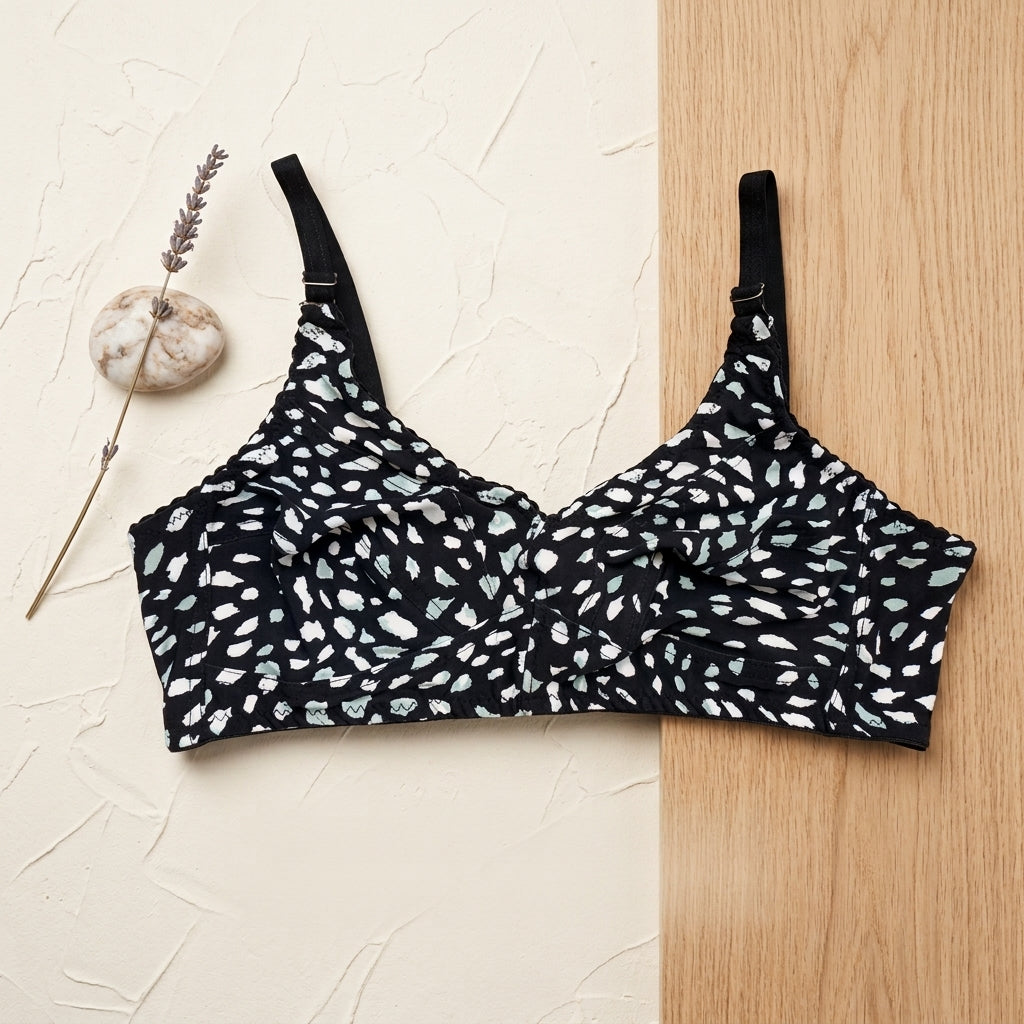 Printed Comfort Bra – Stylish Wireless Full Coverage Non Padded Bra for Women PB224