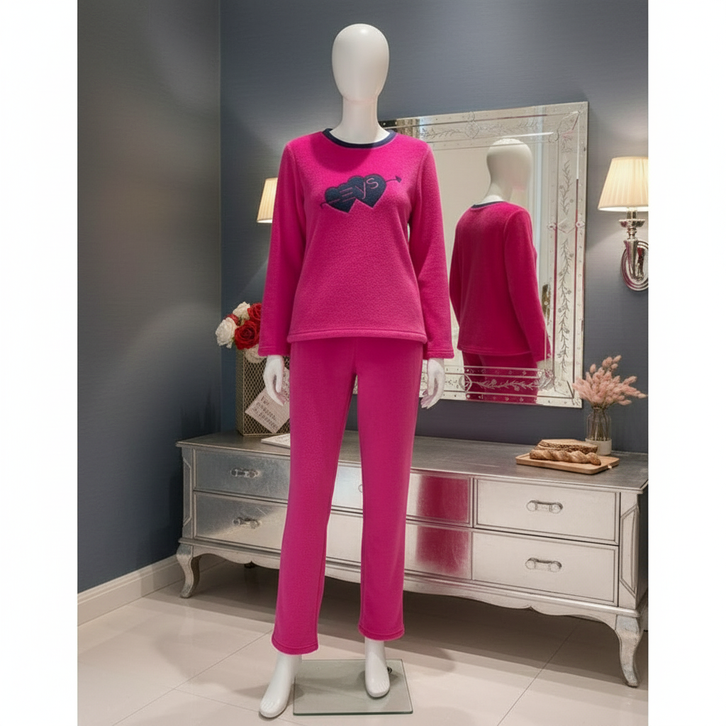 Flourish Fleece Winter Pajama Set – Hot Pink Cozy Hearts Edition