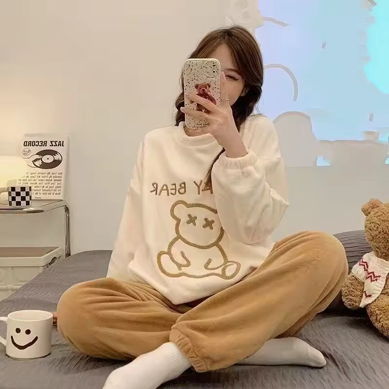 Flourish Cozy Fleece Loungewear Set β Ultra Soft Winter Night Suit