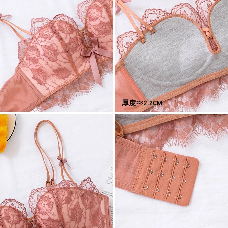 New High Quality Soft Push Up Embroidered Bridal Bra and Panty Set 8942