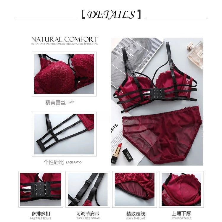 Flourish Push Up Padded Lace Bra And Panty Set Back Closure Seamless Lingerie Set 1801