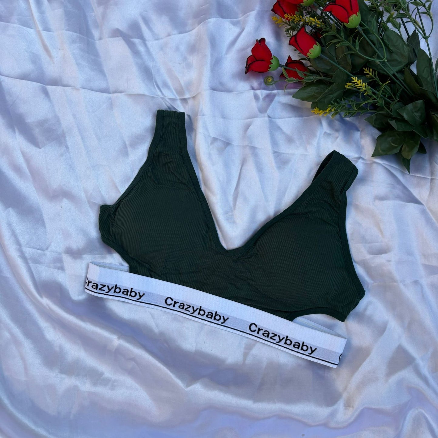 Light Padded Letter Printed Stretchable Straps Comfortable Sport Bra For Girls & Women 8839