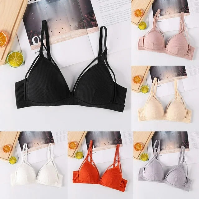 Pack Of 2 New Women's Sexy Double Strap Push Up Deep V Neck Triangle Padded Adjustable Straps Bra 233