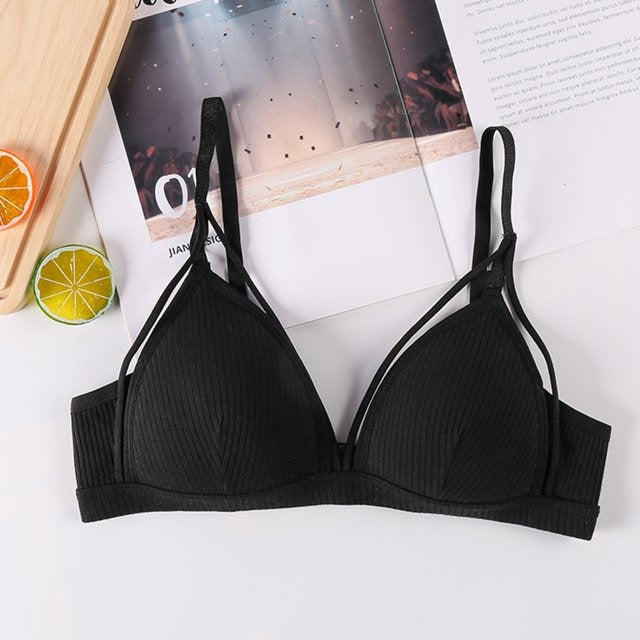 Pack Of 2 New Women's Sexy Double Strap Push Up Deep V Neck Triangle Padded Adjustable Straps Bra 233