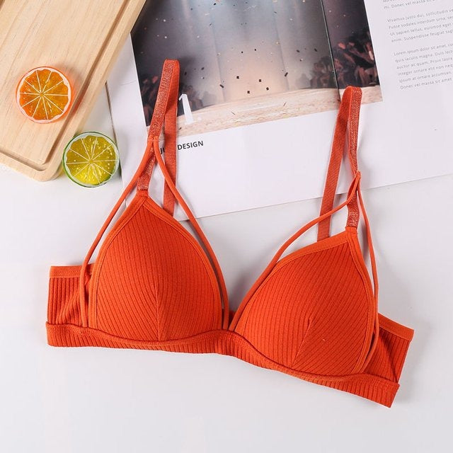 Pack Of 2 New Women's Sexy Double Strap Push Up Deep V Neck Triangle Padded Adjustable Straps Bra 233