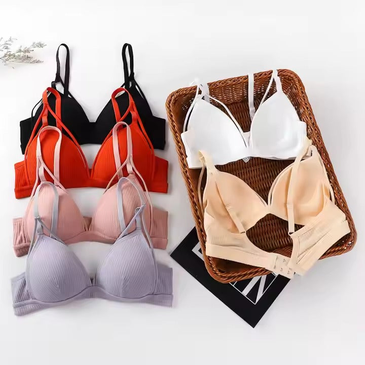 Pack Of 2 New Women's Sexy Double Strap Push Up Deep V Neck Triangle Padded Adjustable Straps Bra 233