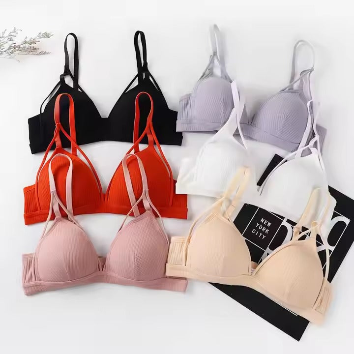 Pack Of 2 New Women's Sexy Double Strap Push Up Deep V Neck Triangle Padded Adjustable Straps Bra 233