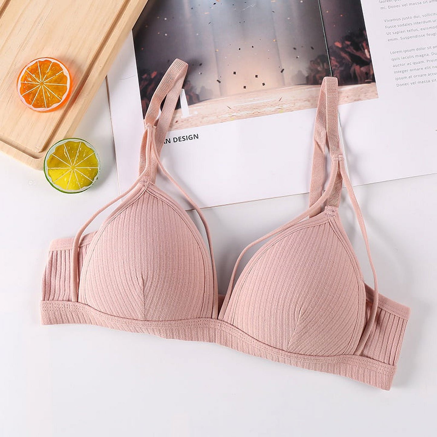 Pack Of 2 New Women's Sexy Double Strap Push Up Deep V Neck Triangle Padded Adjustable Straps Bra 233