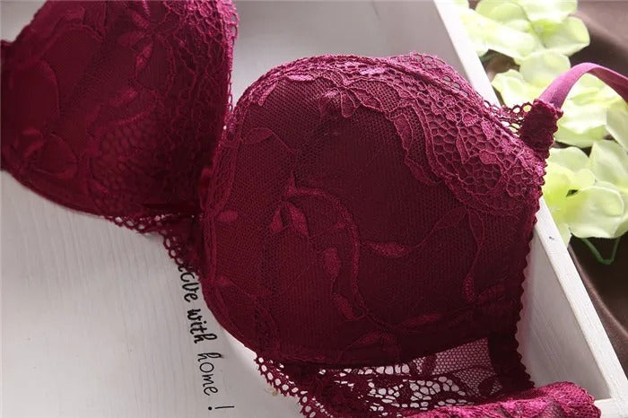 Flourish Lavender Lace Bra – Push Up & Double Padded Floral Comfort (8856)