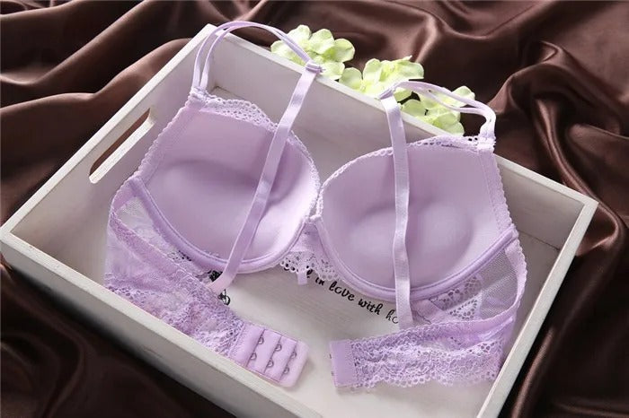 Flourish Lavender Lace Bra – Push Up & Double Padded Floral Comfort (8856)