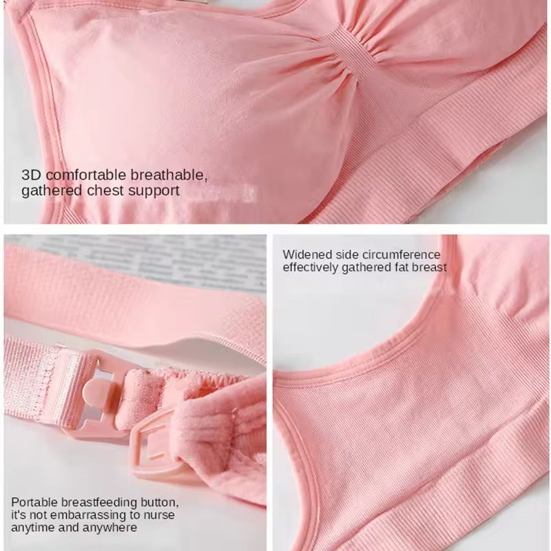 Flourish Front Open Padded Seamless Maternity Nursing Bra – Cotton Comfort with Adjustable Straps & Back Hook 009