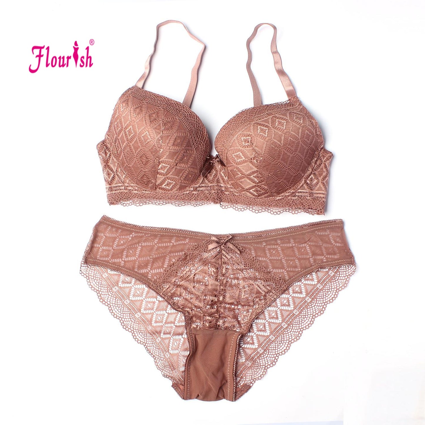 Flourish Double Padded Wired Push-Up Lace Bra & Panty Set 7561