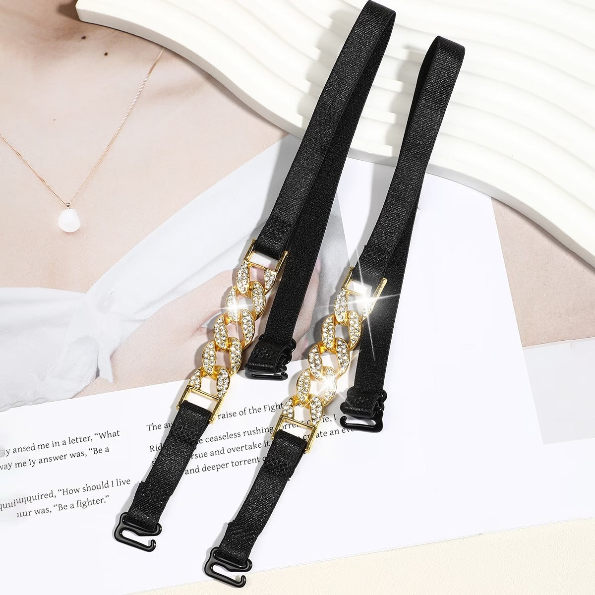 2pcs - Chain Connection Shoulder Straps, Invisible Anti-Slip Lingerie Straps, Women'S Lingerie And Lingerie Additions