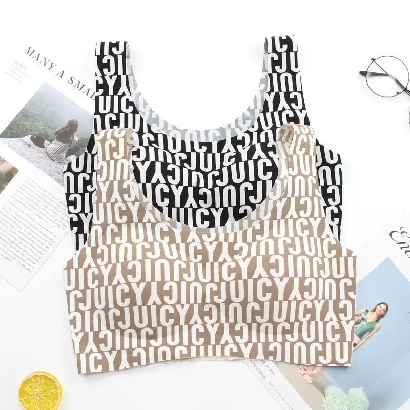 Women's Printed Seamless Sports Bra – Stretch Fit Wireless Crop Top