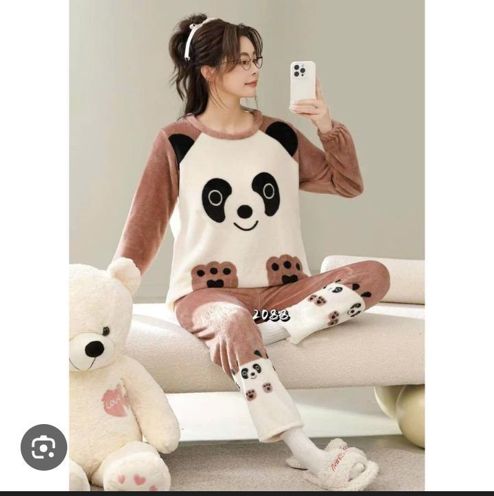 Women’s Ultra-Soft Plush Fleece Panda Pajama Set – Cozy Winter Loungewear