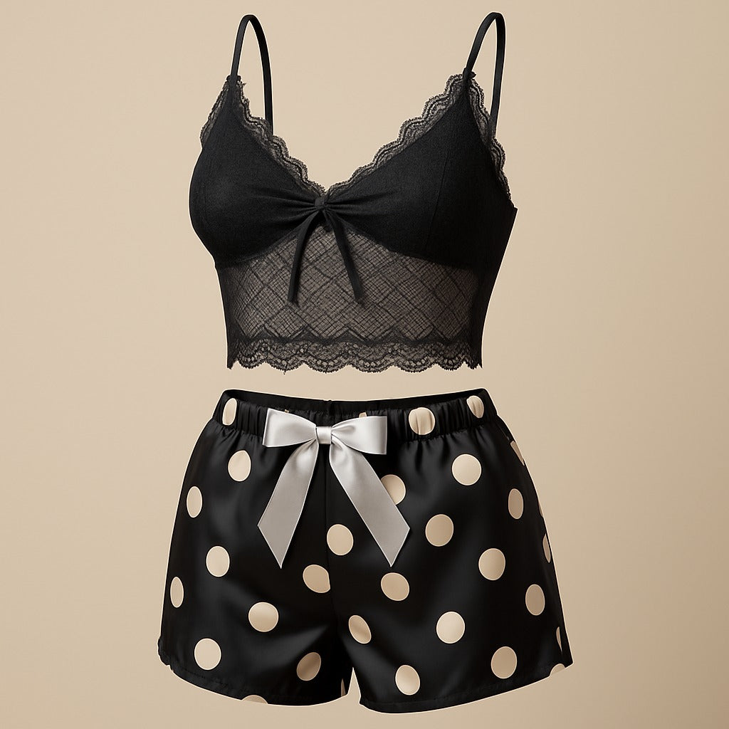 Flourish 2 Pcs Short Skirt Style Lace See Through Inner Sexy Nighty 1020