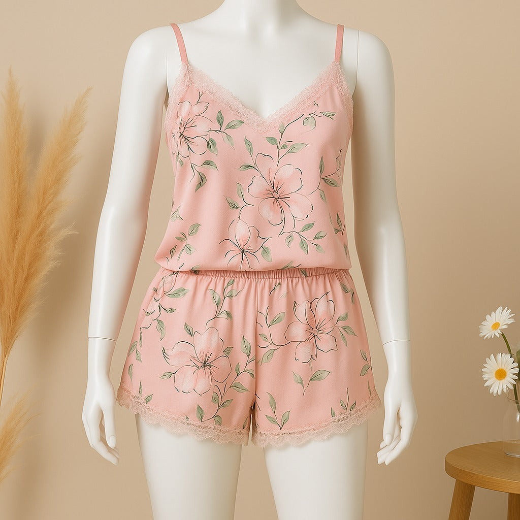 Flourish 2 pcs Bridal Floral print Padded Short Nighties Wedding nightwear 7021