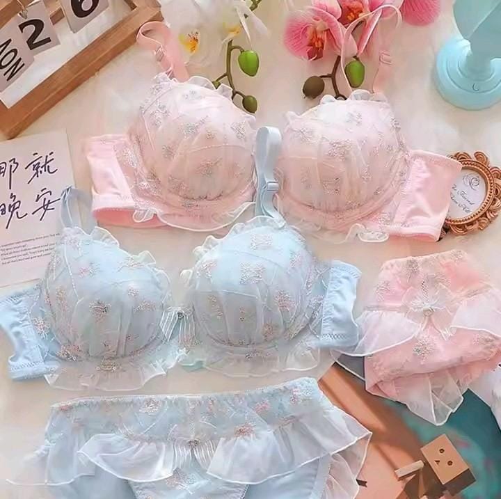 New High Quality Cute Lace Flower Adjustable Straps Push Up Bridal Padded Bra And Panty Set 168 Flower