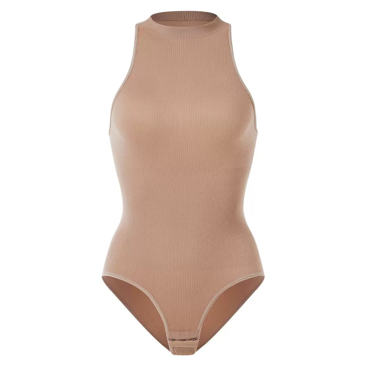 Seamless High-Neck Ribbed Bodysuit – Postpartum & Tummy Sculpting Shaper -FP72
