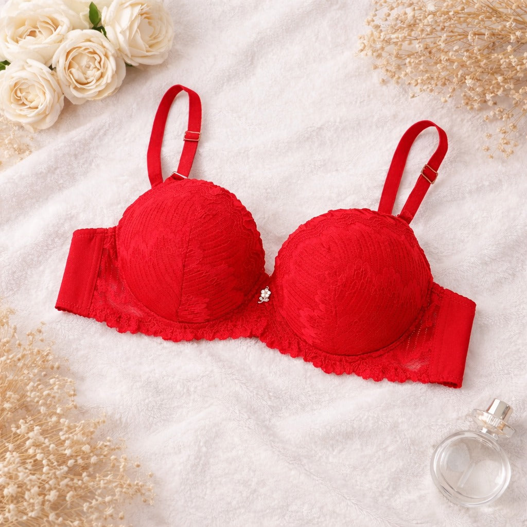 Flourish Ladies Fancy Wired Bra Premium Quality Wire Bra Soft & Comfortable Full Coverage Stylish Textured Lace Design Party, Daily & Casual Wear A2318