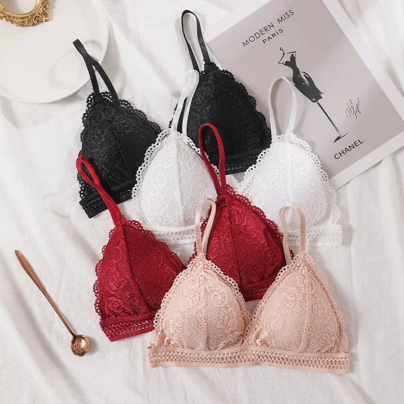 Pack of 2 Women Seamless Han Lace Embroided Padded Bra