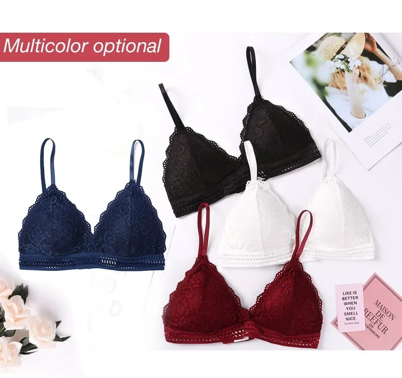 1 Pc Women Seamless Han Lace Embroided Padded Bra 7701