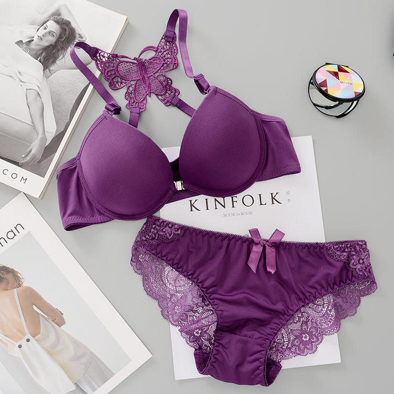 Flourish Front Open Butterfly Back Push Up Bra & Panty Set 288