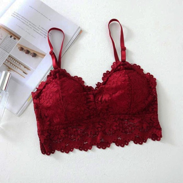 1 Pc Lace V Neck Crochet Bralette Crop Tops Bra-343