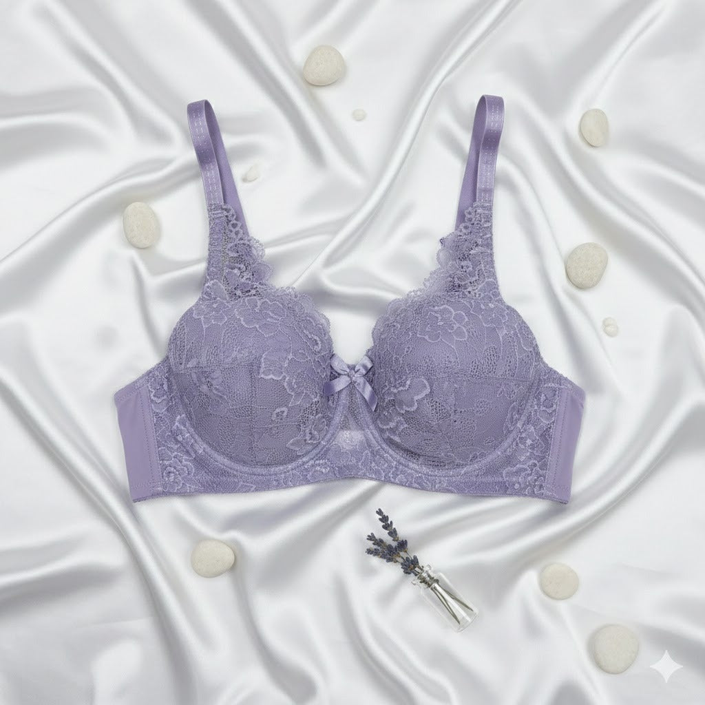 Flourish Ladies Fancy Lace Wired Bra Premium Quality Wire Bra Soft & Comfortable Full Coverage Bra Stylish Floral Lace Design Party, Daily & Casual Wear Bra 37620