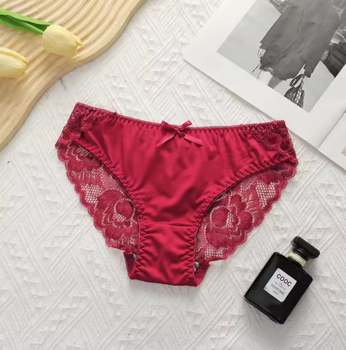 Flourish 1 Pc Lace Trim Satin Panty