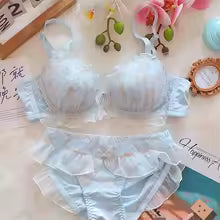 New High Quality Cute Lace Flower Adjustable Straps Push Up Bridal Padded Bra And Panty Set 168 Flower