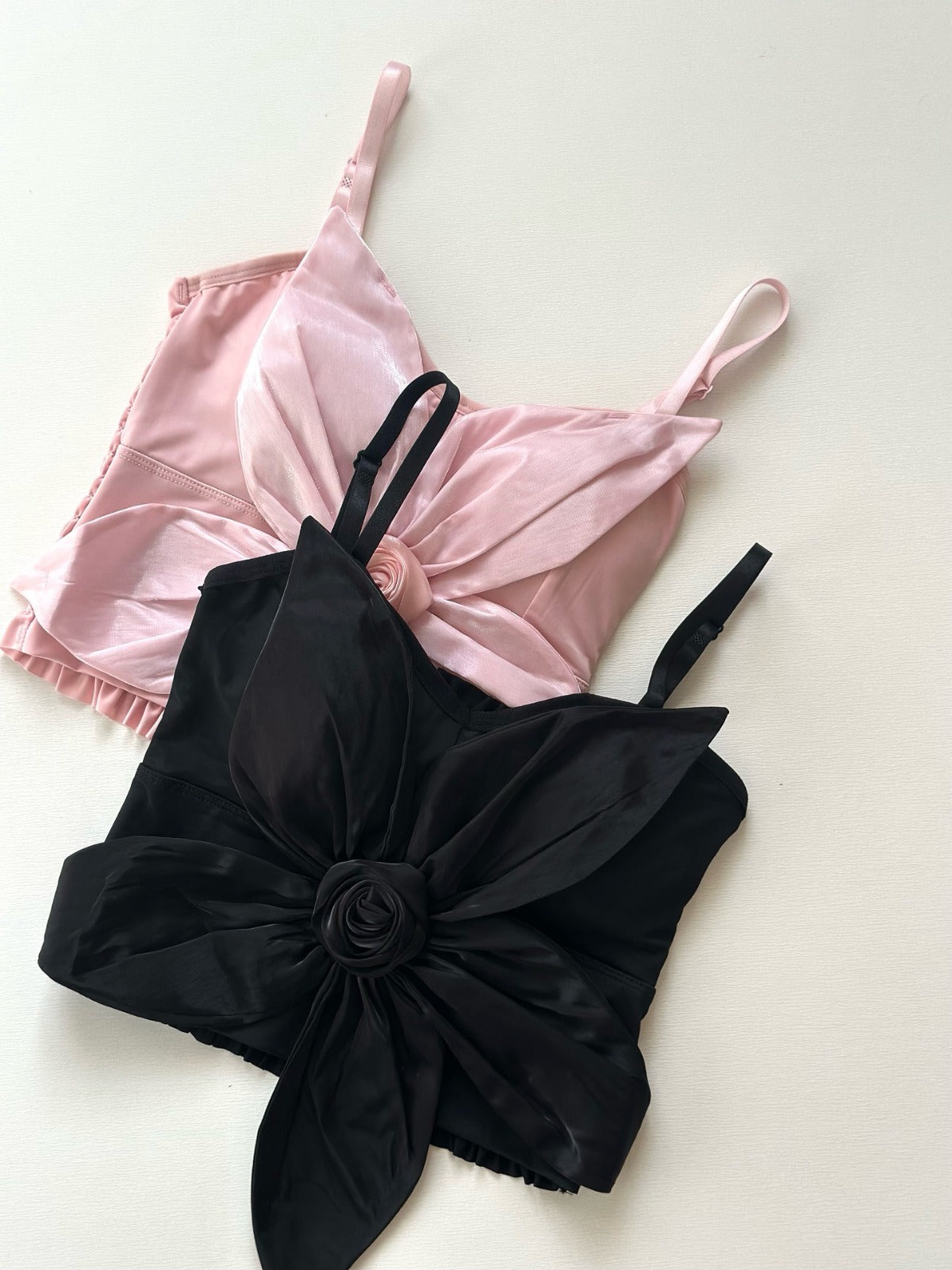 Flourish Satin Big Bow Flower Bra Top – Soft Padded, Adjustable, Elegant Party Wear Top for Girls & Women