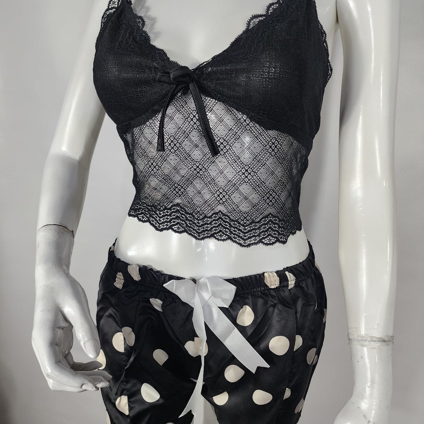 Flourish 2 Pcs Short Skirt Style Lace See Through Inner Sexy Nighty 1020