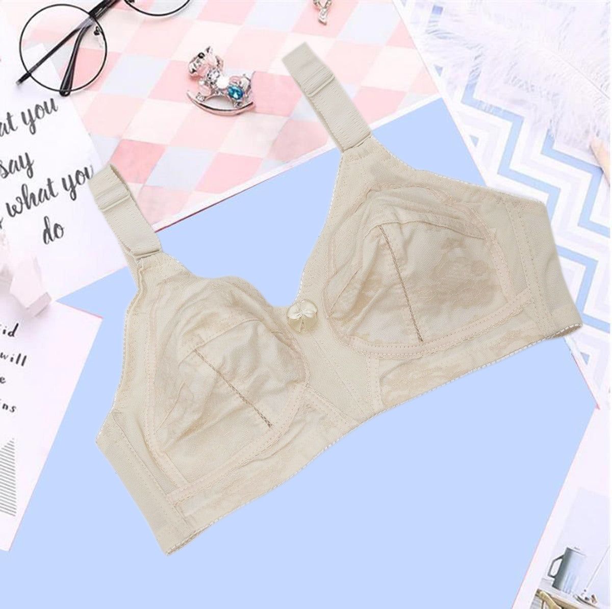 Flourish Jamila non-padded stretchable lace bra in skin colour