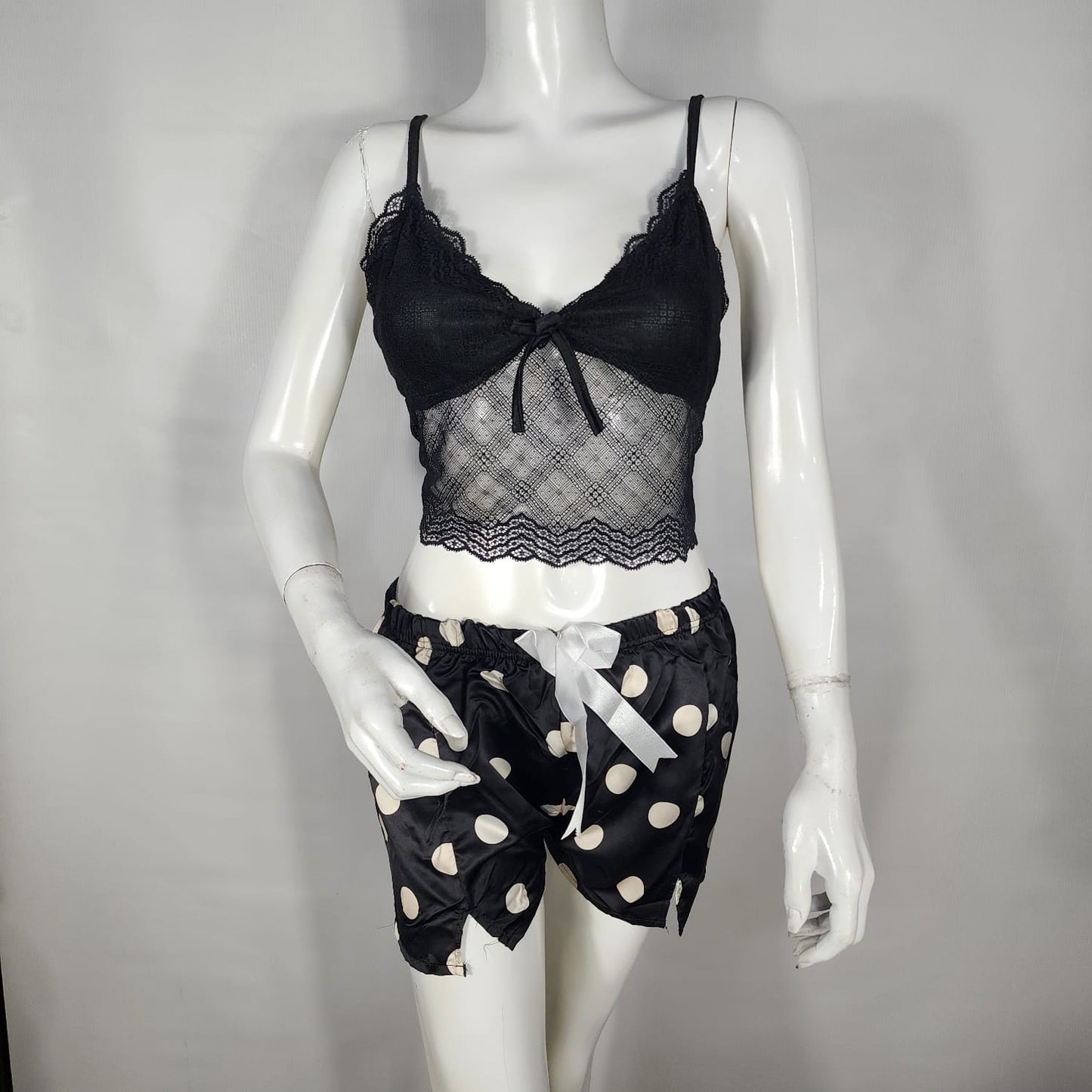 Flourish 2 Pcs Short Skirt Style Lace See Through Inner Sexy Nighty 1020
