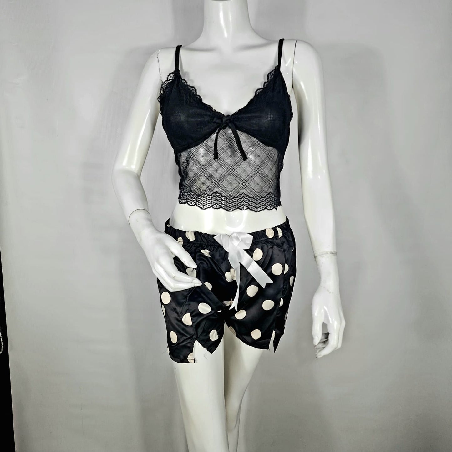 Flourish 2 Pcs Short Skirt Style Lace See Through Inner Sexy Nighty 1020