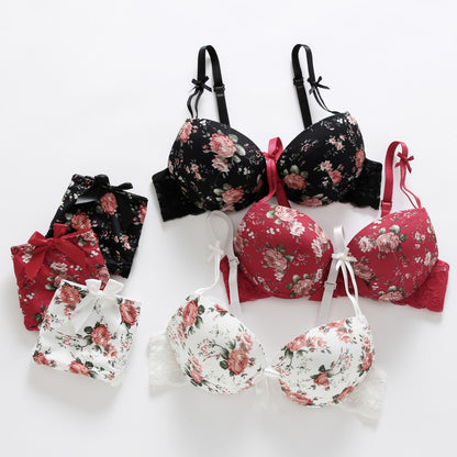 Flourish Delicate Floral Padded Push up Bra & Pantie Set-111