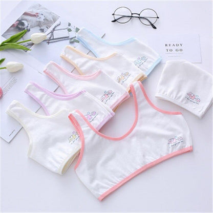 Flourish Pack of 3 Teenage Cotton Bra Vest For Girls Non Padded Cartoon Vest Tank (8 to 16 Years)